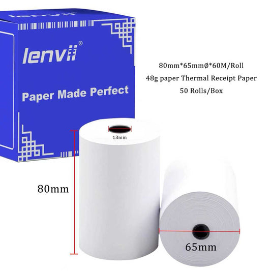LENVII 48g Ultra-Thin Thermal Receipt Paper/Receipt Rolls/Credit Card Receipt Paper/Printing Roll/Commercial Paper/Printing Roll of Machine/Cash Register POS Receipt