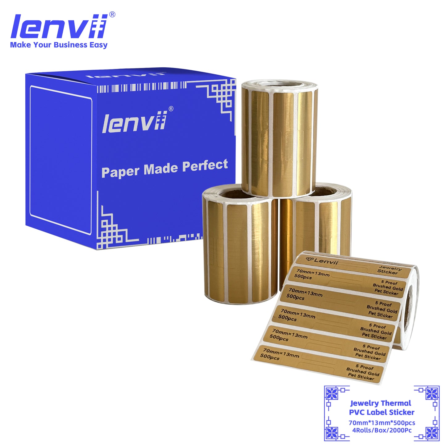 LENVII 70×13mm Waterproof Jewelry Price Tags丨Thermal Label Stickers
