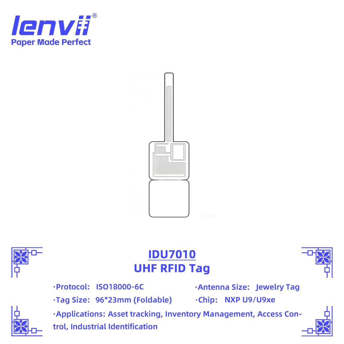 LENVII 96mm×23mm RFID Sticker Tags – 1000 pcs/Roll