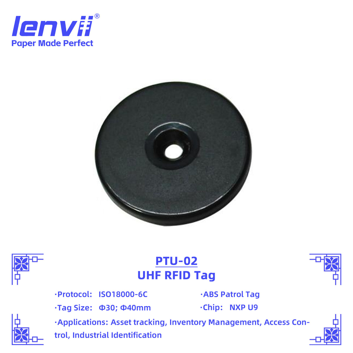 LENVII Round RFID Sticker Tags – 1000 pcs/Roll