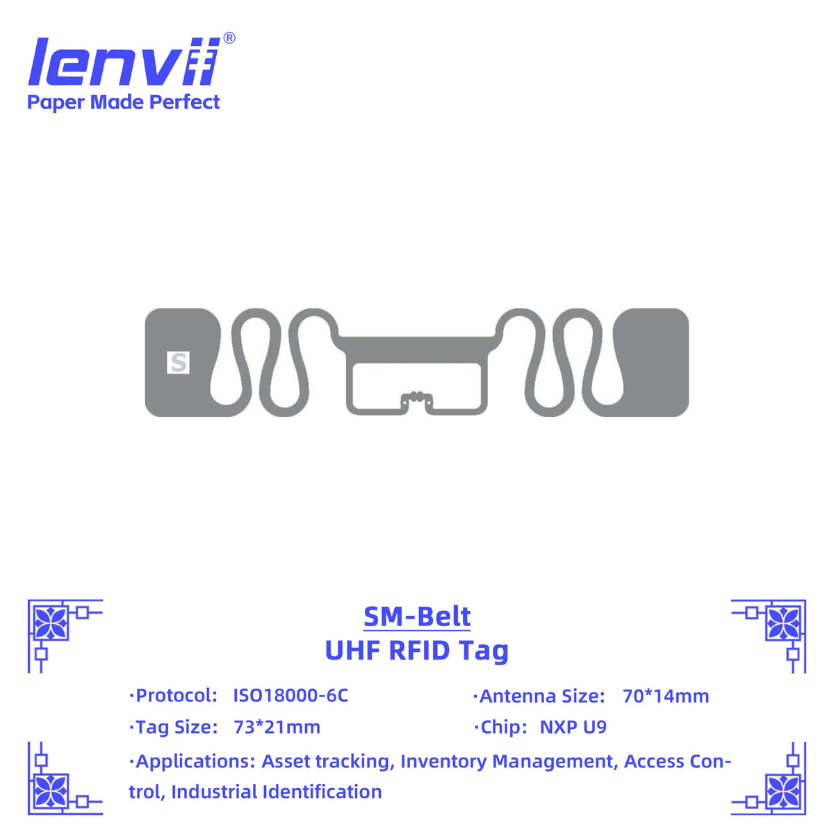 LENVII 73mm×21mm RFID Sticker Tags – 1000 pcs/Roll