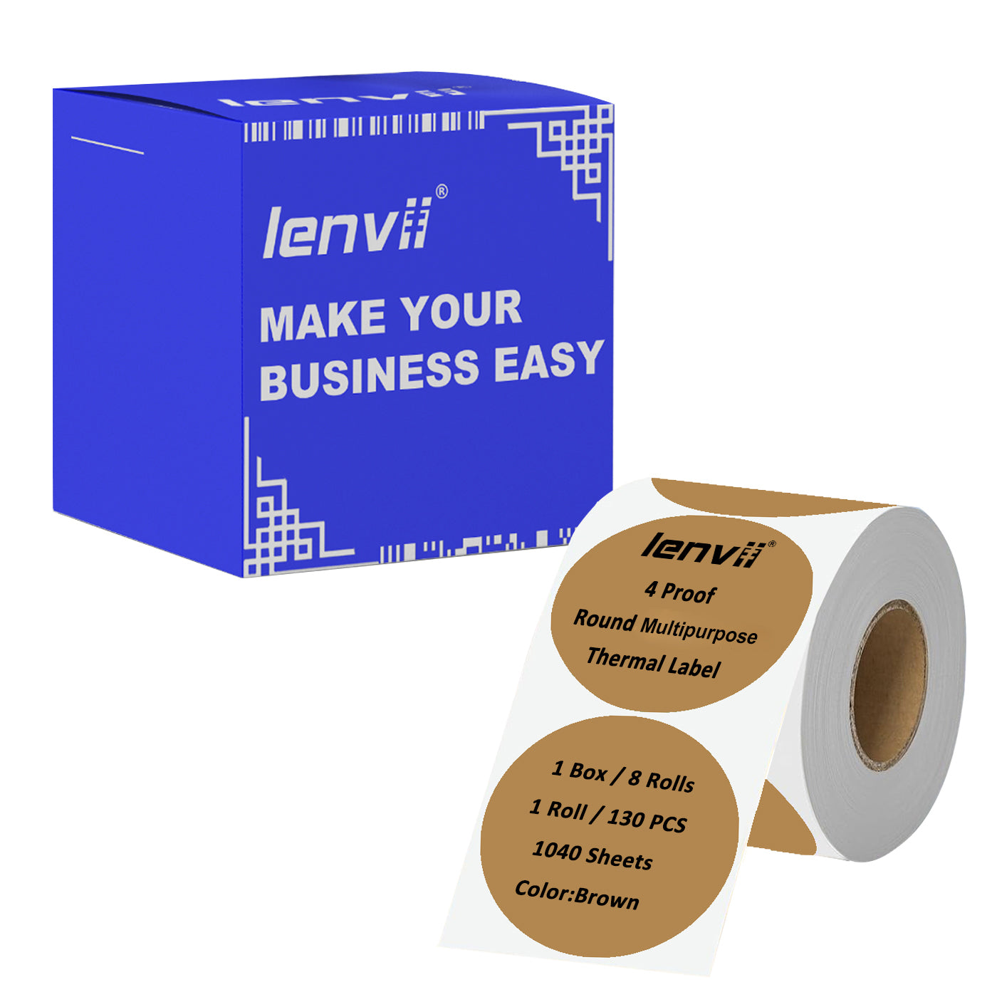 LENVII 50mm×50mm 4 Proof Colored Round Thermal Label StickersWaterproof,Oil/Tear/Scratch Resistant,Circular Printable Tags/2 Inch Stickers Rolls