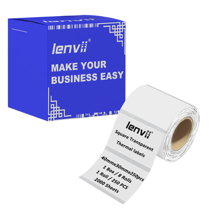 LENVII 4Proof Transparent Label Stickers/Roll of Stickers/Printable QR Barcode PVC Tags/Waterproof,Oil/Tear/Scratch Resistant/Sticky Label/Easy Peel Tag