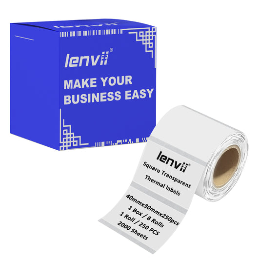 LENVII 4Proof Transparent Label Stickers/Roll of Stickers/Printable QR Barcode PVC Tags/Waterproof,Oil/Tear/Scratch Resistant/Sticky Label/Easy Peel Tag