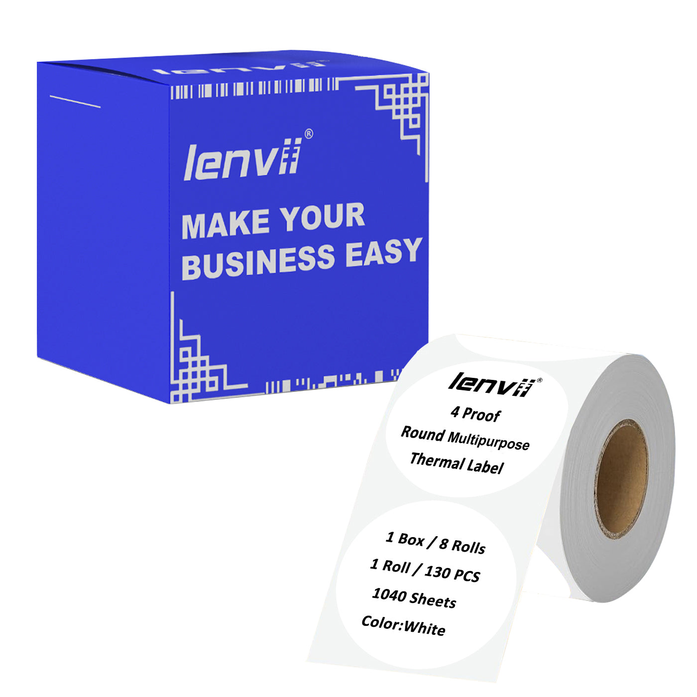LENVII 50mm×50mm 4 Proof Colored Round Thermal Label StickersWaterproof,Oil/Tear/Scratch Resistant,Circular Printable Tags/2 Inch Stickers Rolls