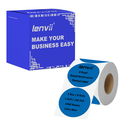 LENVII 50mm×50mm 4 Proof Colored Round Thermal Label StickersWaterproof,Oil/Tear/Scratch Resistant,Circular Printable Tags/2 Inch Stickers Rolls