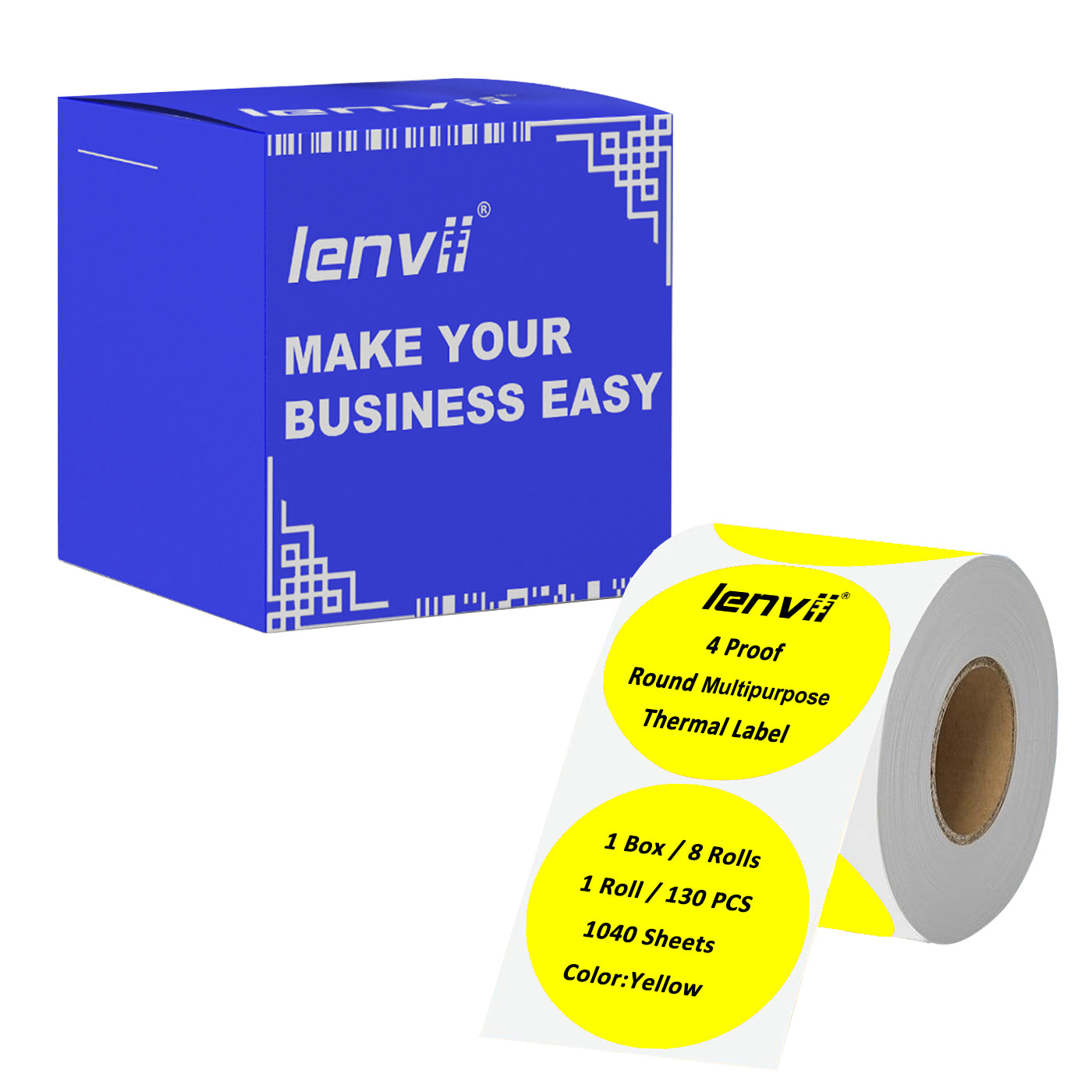 LENVII 50mm×50mm 4 Proof Colored Round Thermal Label StickersWaterproof,Oil/Tear/Scratch Resistant,Circular Printable Tags/2 Inch Stickers Rolls