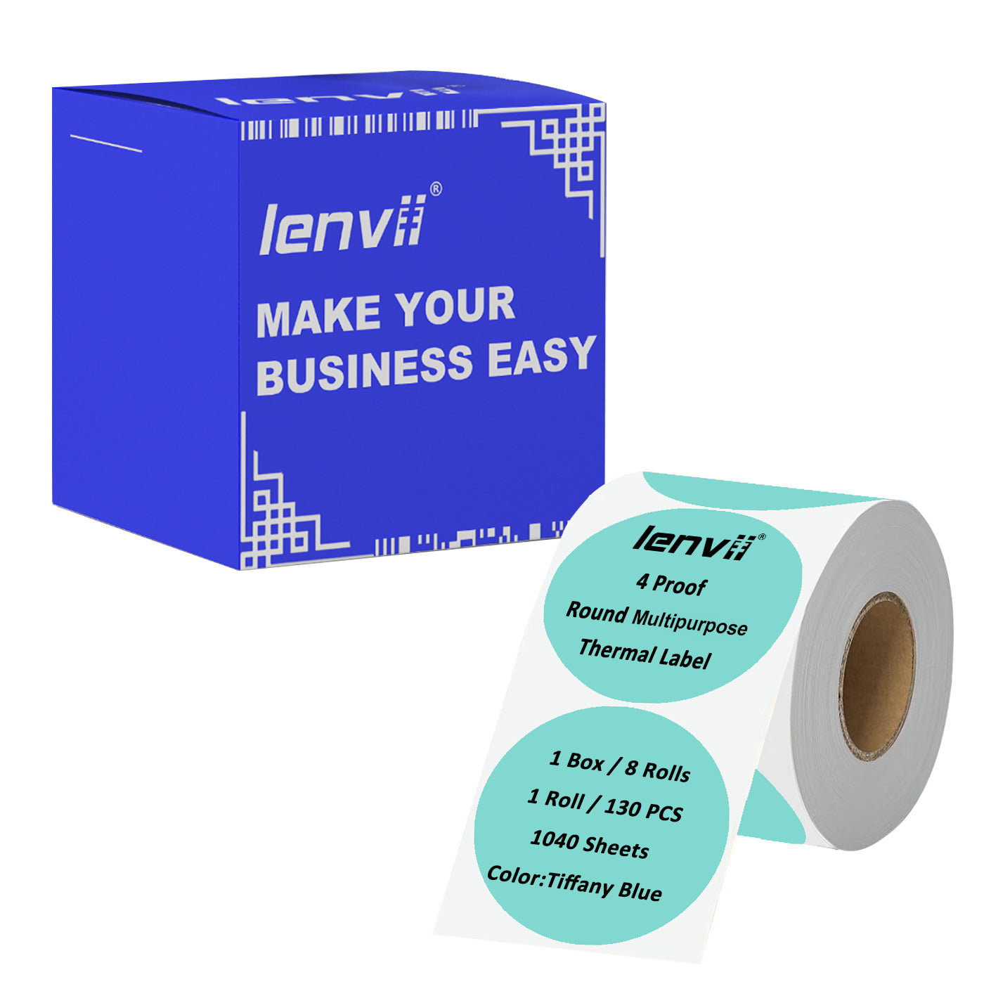 LENVII 50mm×50mm 4 Proof Colored Round Thermal Label StickersWaterproof,Oil/Tear/Scratch Resistant,Circular Printable Tags/2 Inch Stickers Rolls