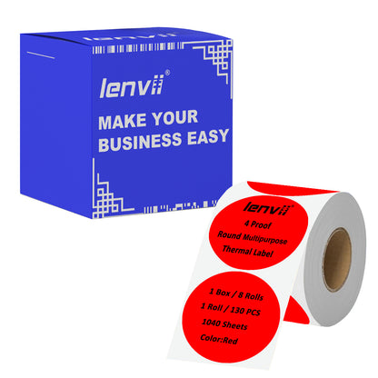 LENVII 50mm×50mm 4 Proof Colored Round Thermal Label StickersWaterproof,Oil/Tear/Scratch Resistant,Circular Printable Tags/2 Inch Stickers Rolls