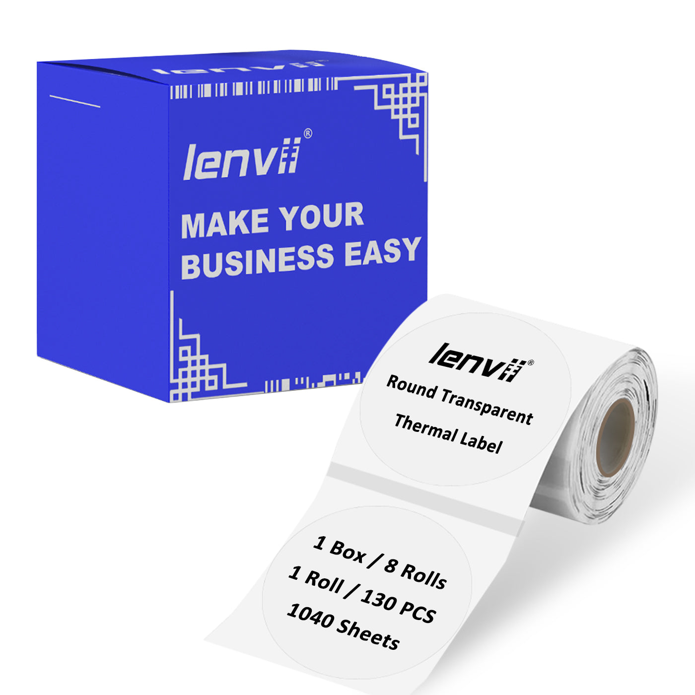 LENVII 4Proof Transparent Label Stickers/Roll of Stickers/Printable QR Barcode PVC Tags/Waterproof,Oil/Tear/Scratch Resistant/Sticky Label/Easy Peel Tag