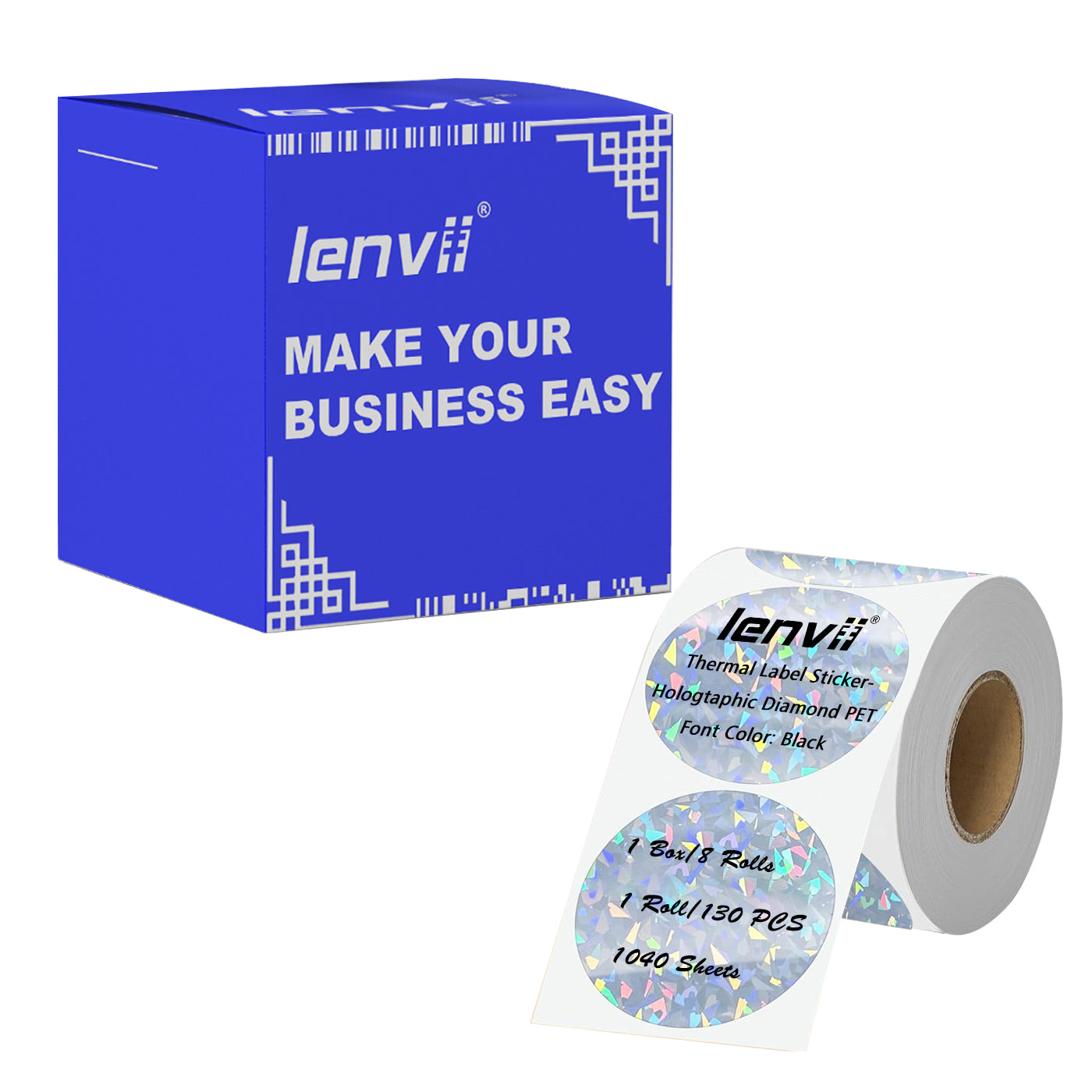 LENVII 50mm×50mm 4 Proof Colored Round Thermal Label StickersWaterproof,Oil/Tear/Scratch Resistant,Circular Printable Tags/2 Inch Stickers Rolls