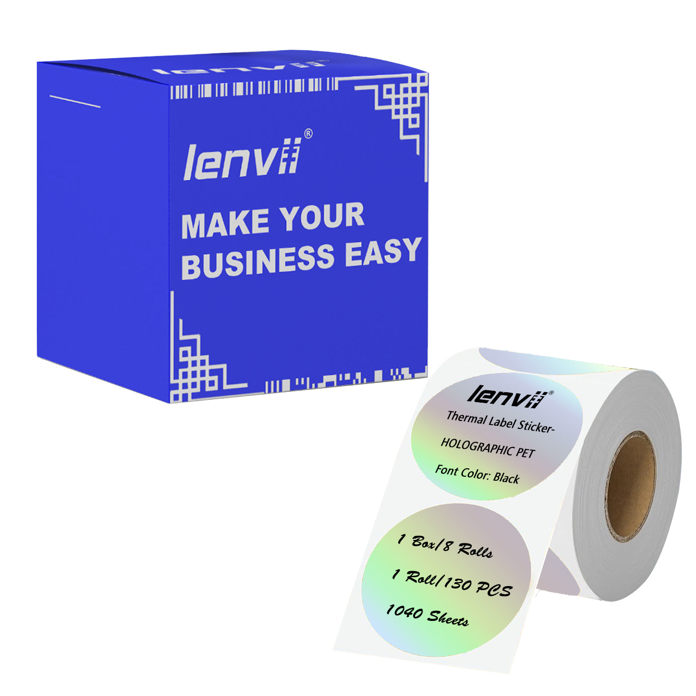 LENVII 50mm×50mm 4 Proof Colored Round Thermal Label StickersWaterproof,Oil/Tear/Scratch Resistant,Circular Printable Tags/2 Inch Stickers Rolls