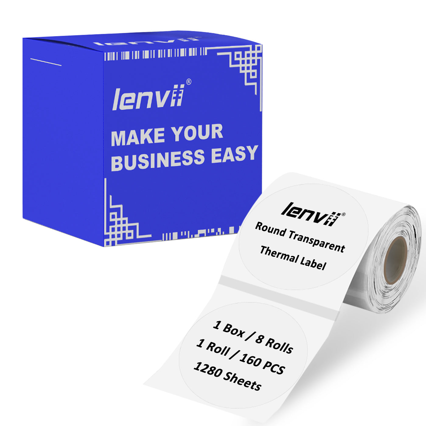 LENVII 4Proof Transparent Label Stickers/Roll of Stickers/Printable QR Barcode PVC Tags/Waterproof,Oil/Tear/Scratch Resistant/Sticky Label/Easy Peel Tag