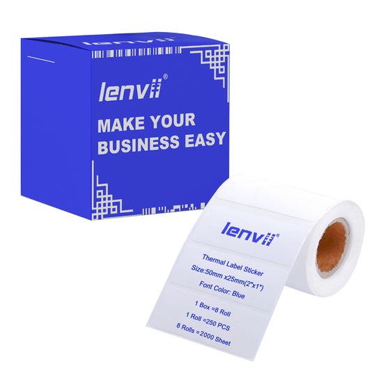 LENVII 3 Proof White Colored Font Thermal Label Stickers/Diy QR Code Tags/Easy Peel Labels/Printable Business Rolls/Waterproof Printer Labels