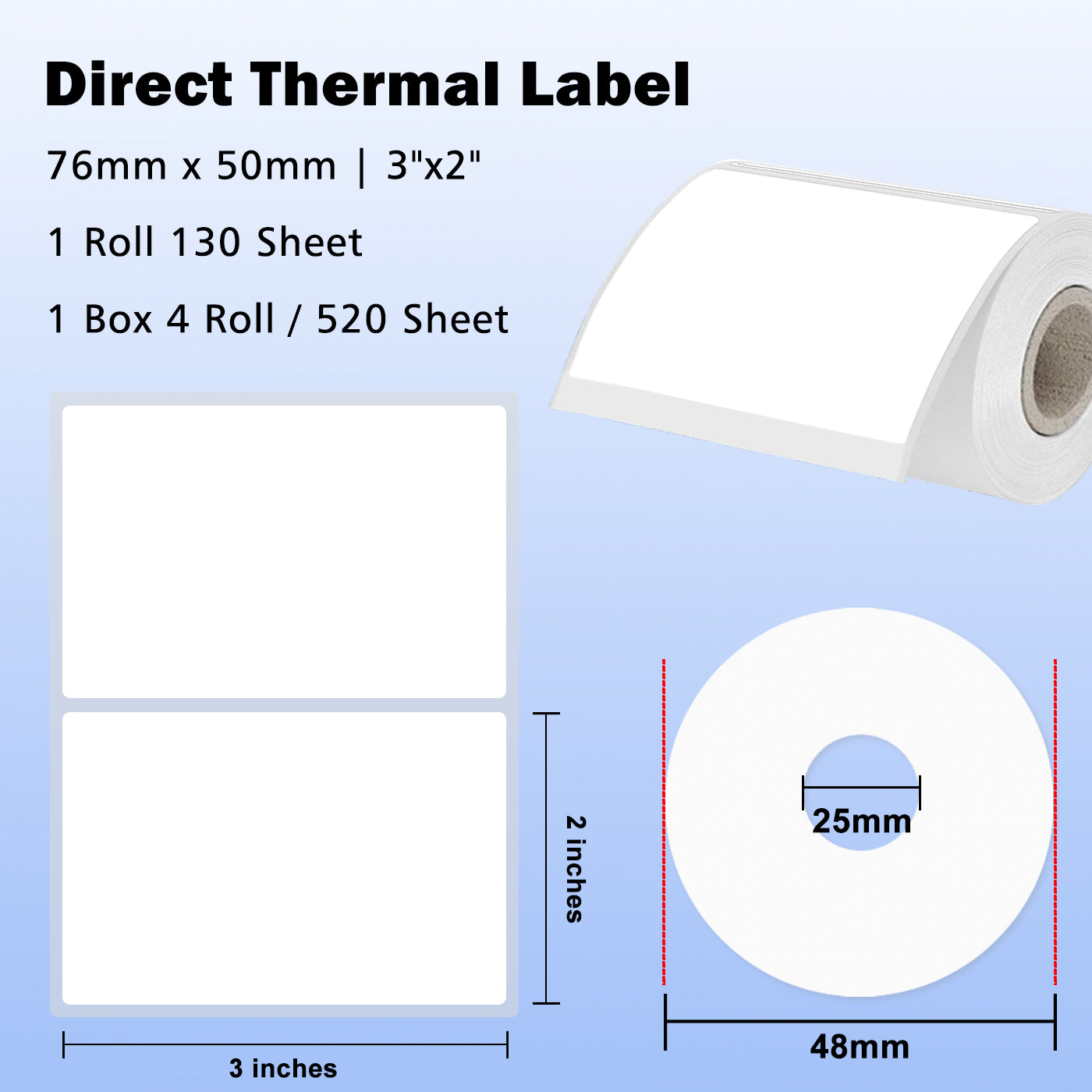LENVII 4Proof White Rectangle Label Stickers/Roll of Stickers/Printable QR Barcode PVC Tags/Waterproof,Oil/Tear/Scratch Resistant/Sticky Label/Easy Peel Tag