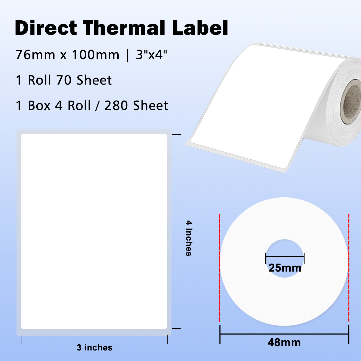 LENVII 4Proof White Rectangle Label Stickers/Roll of Stickers/Printable QR Barcode PVC Tags/Waterproof,Oil/Tear/Scratch Resistant/Sticky Label/Easy Peel Tag