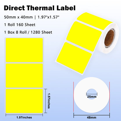 LENVII 4Proof Colored Rectangle Label Stickers/Roll of Stickers/Printable QR Barcode PVC Tags/Waterproof,Oil/Tear/Scratch Resistant/Sticky Label/Easy Peel Tag
