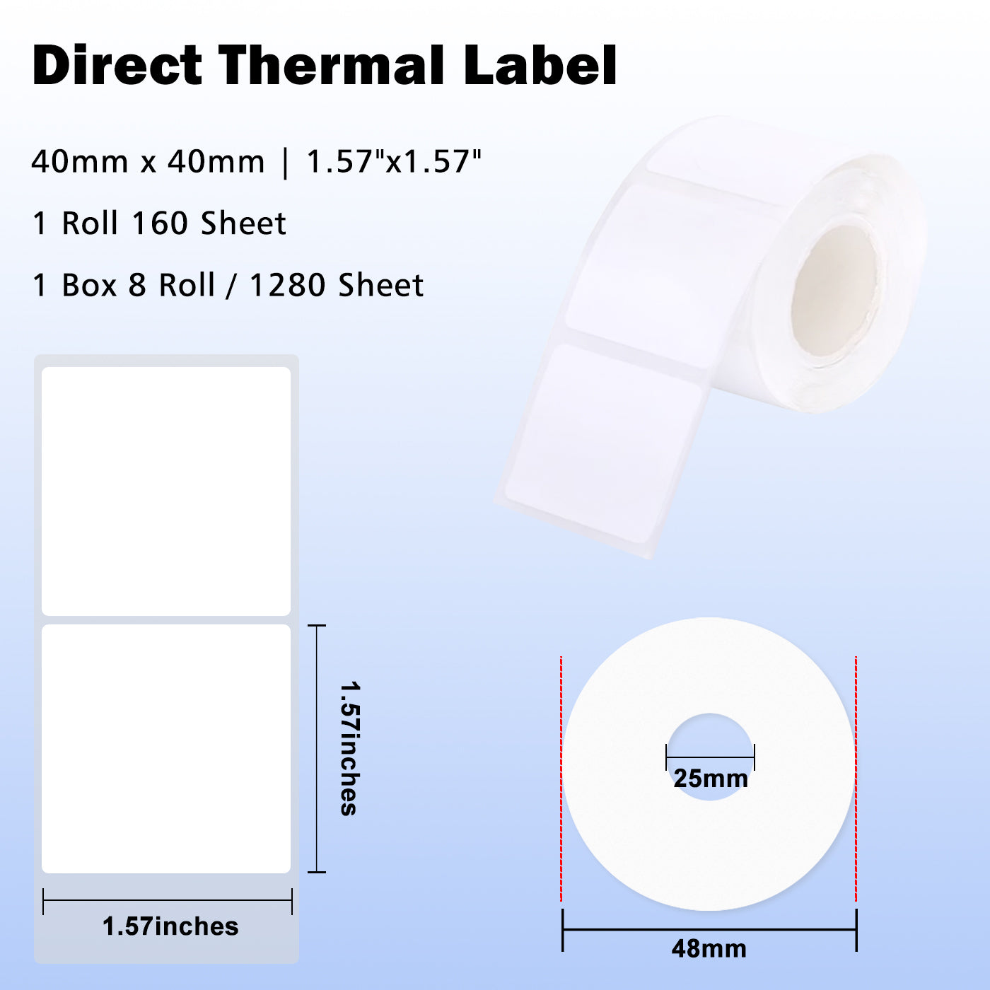 LENVII 4Proof White Rectangle Label Stickers/Roll of Stickers/Printable QR Barcode PVC Tags/Waterproof,Oil/Tear/Scratch Resistant/Sticky Label/Easy Peel Tag