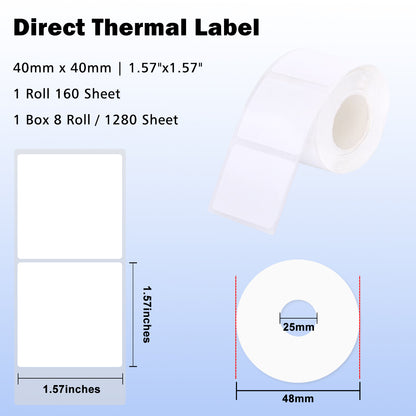 LENVII 4Proof White Rectangle Label Stickers/Roll of Stickers/Printable QR Barcode PVC Tags/Waterproof,Oil/Tear/Scratch Resistant/Sticky Label/Easy Peel Tag