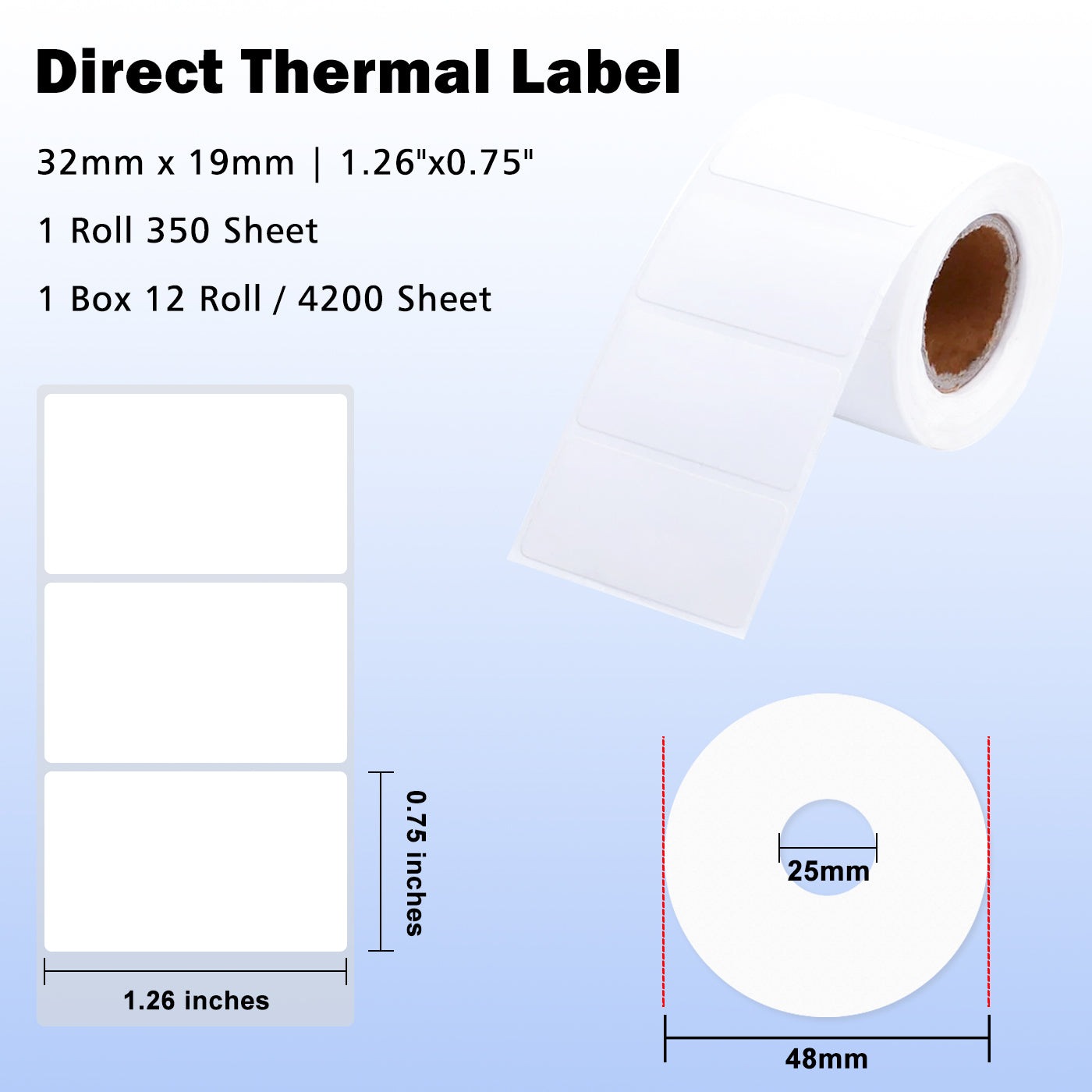 LENVII 4Proof White Rectangle Label Stickers/Roll of Stickers/Printable QR Barcode PVC Tags/Waterproof,Oil/Tear/Scratch Resistant/Sticky Label/Easy Peel Tag