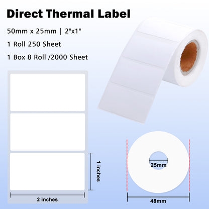 LENVII 4Proof White Rectangle Label Stickers/Roll of Stickers/Printable QR Barcode PVC Tags/Waterproof,Oil/Tear/Scratch Resistant/Sticky Label/Easy Peel Tag