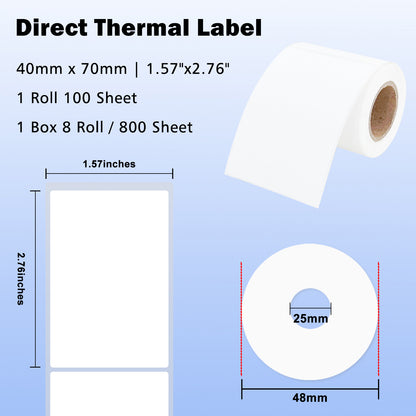 LENVII 4Proof White Rectangle Label Stickers/Roll of Stickers/Printable QR Barcode PVC Tags/Waterproof,Oil/Tear/Scratch Resistant/Sticky Label/Easy Peel Tag