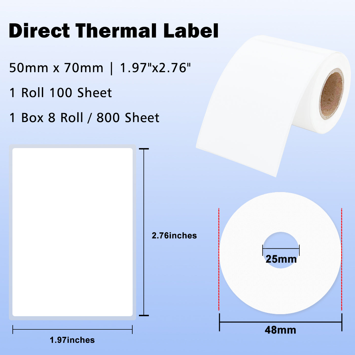LENVII 4Proof White Rectangle Label Stickers/Roll of Stickers/Printable QR Barcode PVC Tags/Waterproof,Oil/Tear/Scratch Resistant/Sticky Label/Easy Peel Tag