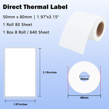 LENVII 4Proof White Rectangle Label Stickers/Roll of Stickers/Printable QR Barcode PVC Tags/Waterproof,Oil/Tear/Scratch Resistant/Sticky Label/Easy Peel Tag