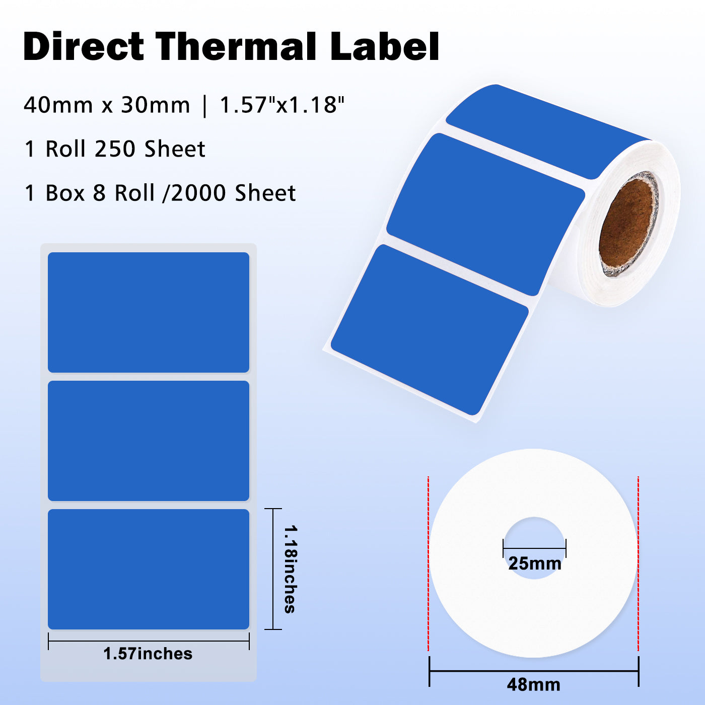 LENVII 4Proof Colored Rectangle Label Stickers/Roll of Stickers/Printable QR Barcode PVC Tags/Waterproof,Oil/Tear/Scratch Resistant/Sticky Label/Easy Peel Tag