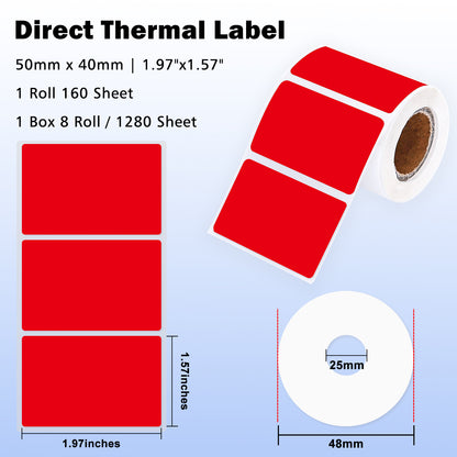LENVII 4Proof Colored Rectangle Label Stickers/Roll of Stickers/Printable QR Barcode PVC Tags/Waterproof,Oil/Tear/Scratch Resistant/Sticky Label/Easy Peel Tag