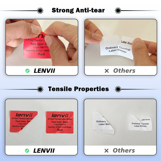 LENVII 4Proof Colored Rectangle Label Stickers/Roll of Stickers/Printable QR Barcode PVC Tags/Waterproof,Oil/Tear/Scratch Resistant/Sticky Label/Easy Peel Tag