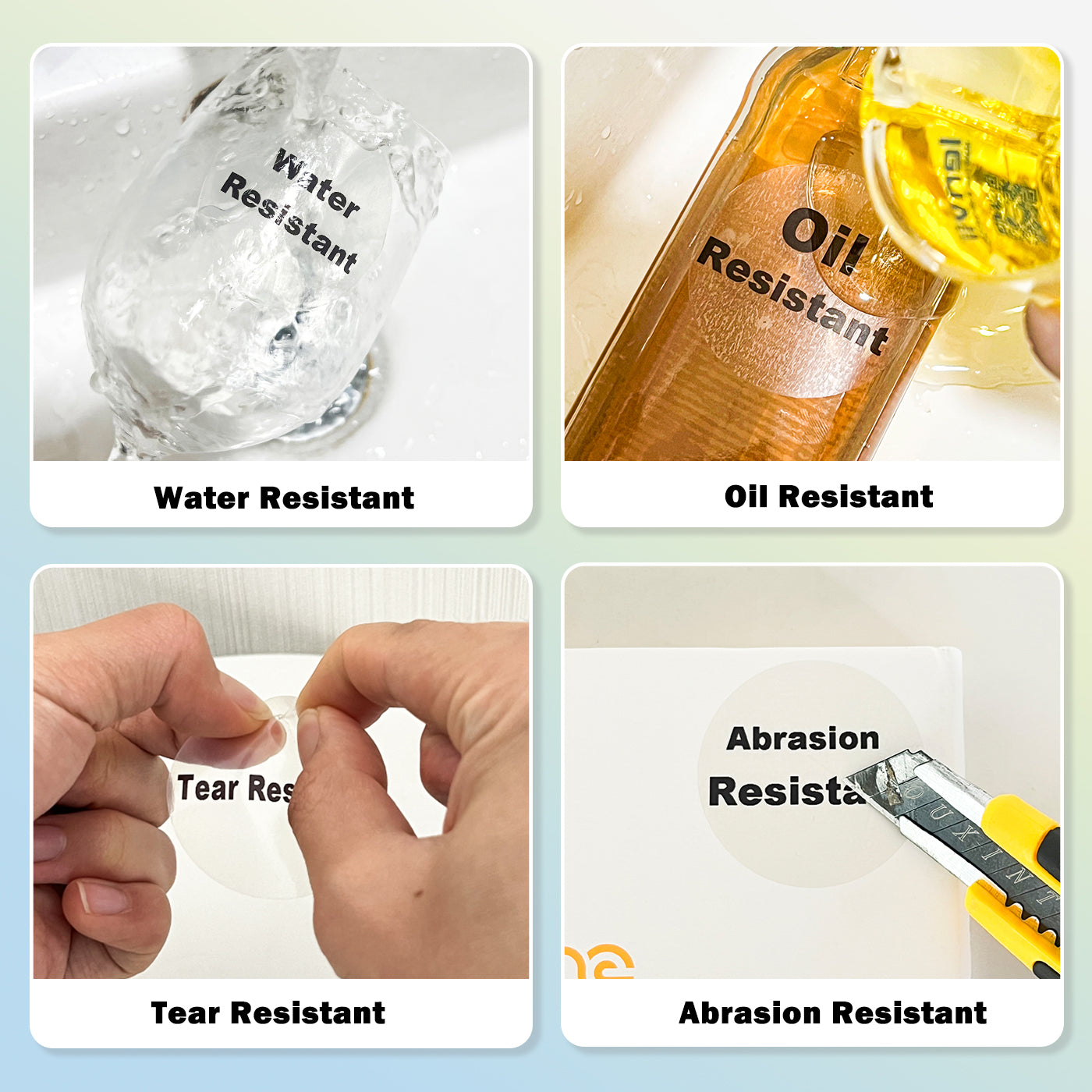 LENVII 4Proof Transparent Label Stickers/Roll of Stickers/Printable QR Barcode PVC Tags/Waterproof,Oil/Tear/Scratch Resistant/Sticky Label/Easy Peel Tag