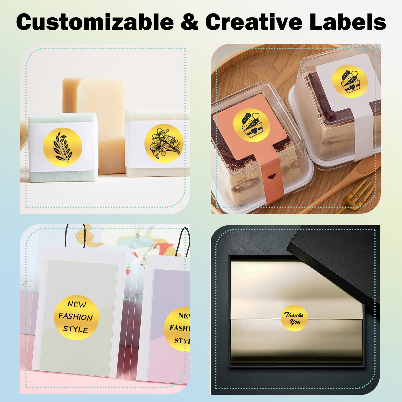 LENVII 50mm×50mm 4 Proof Round Brushed Gold Colored Font Thermal Label Stickers/Waterproof,Oil/Tear/Scratch Resistant,Circular Printable Tags/2 Inch Stickers Rolls