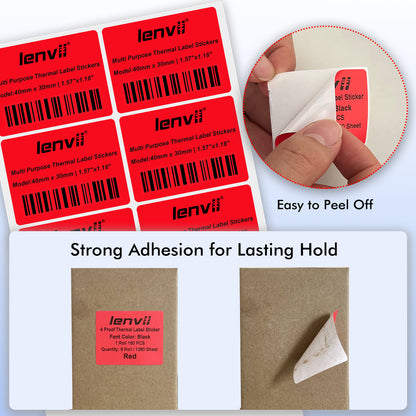 LENVII 4Proof Colored Rectangle Label Stickers/Roll of Stickers/Printable QR Barcode PVC Tags/Waterproof,Oil/Tear/Scratch Resistant/Sticky Label/Easy Peel Tag
