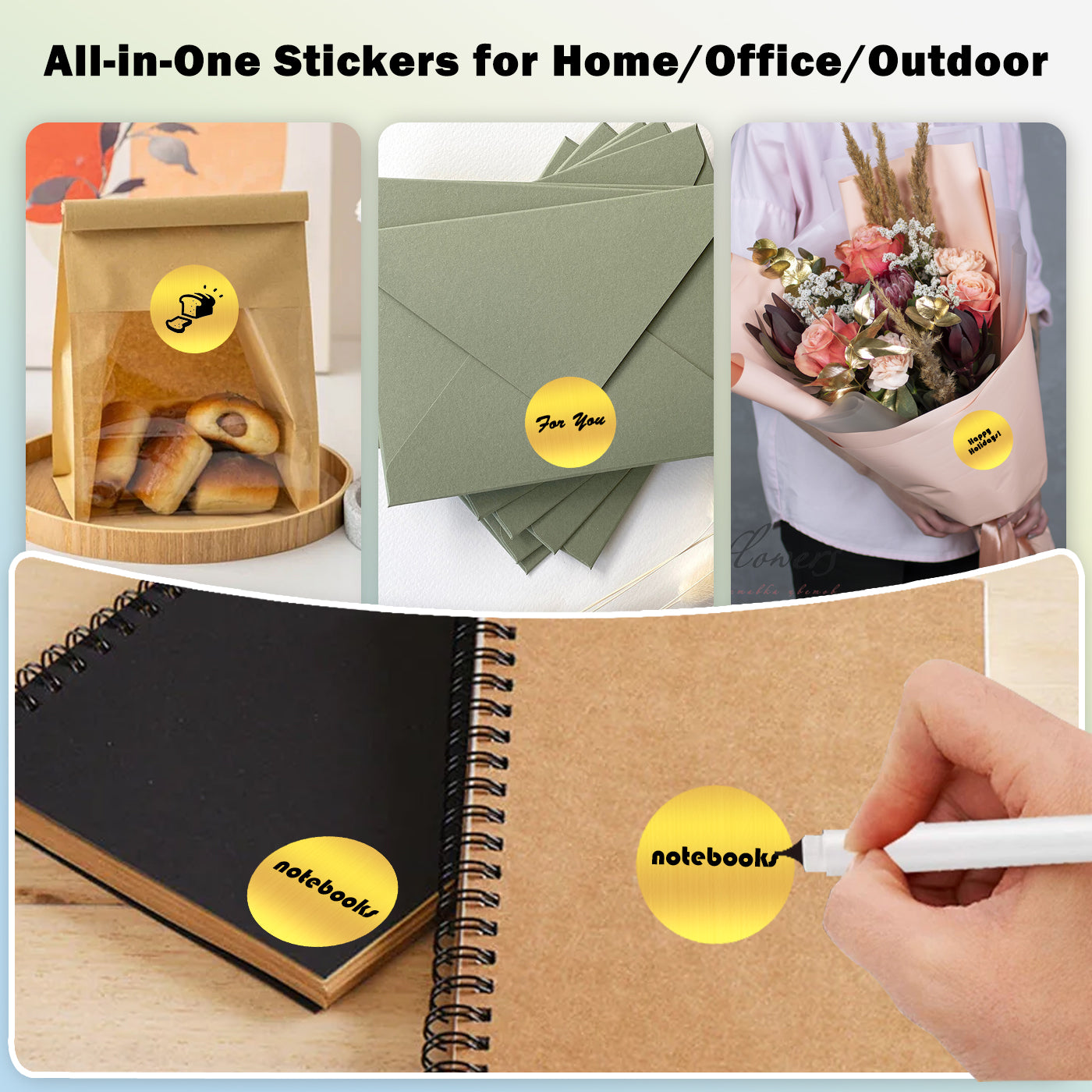 LENVII 50mm×50mm 4 Proof Round Brushed Gold Colored Font Thermal Label Stickers/Waterproof,Oil/Tear/Scratch Resistant,Circular Printable Tags/2 Inch Stickers Rolls
