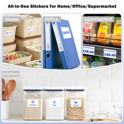 LENVII 3 Proof White Colored Font Thermal Label Stickers/Diy QR Code Tags/Easy Peel Labels/Printable Business Rolls/Waterproof Printer Labels