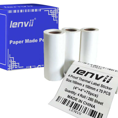 LENVII 4Proof White Rectangle Label Stickers/Roll of Stickers/Printable QR Barcode PVC Tags/Waterproof,Oil/Tear/Scratch Resistant/Sticky Label/Easy Peel Tag