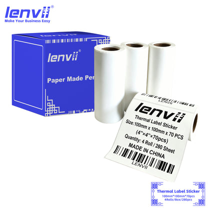 LENVII 5-Proof White Rectangle Label Stickers Roll | Waterproof PVC
