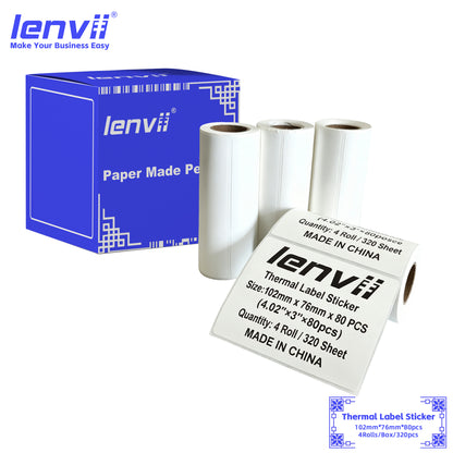LENVII 5-Proof White Rectangle Label Stickers Roll | Waterproof PVC