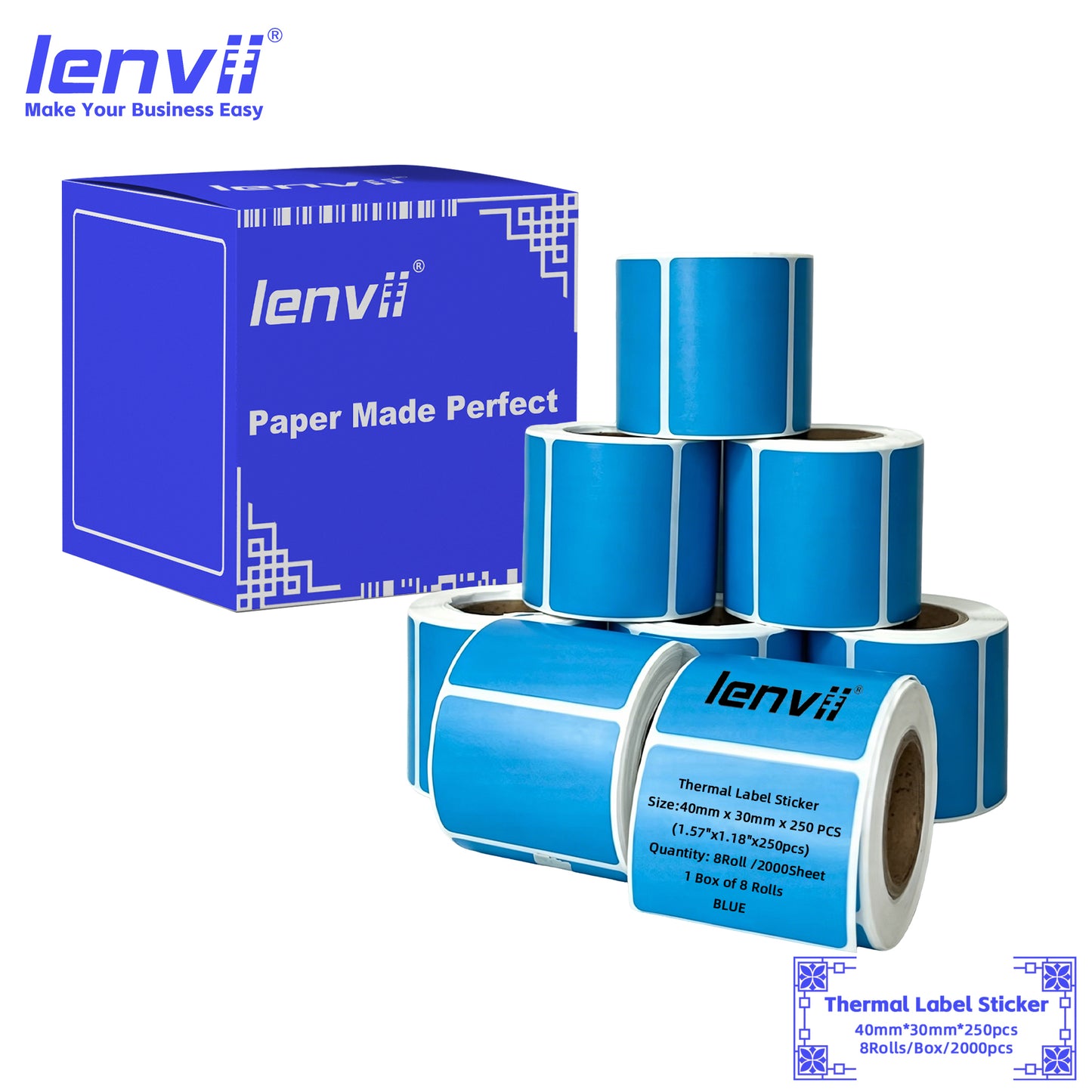 LENVII 5Proof Rectangle Label Stickers | Strong Adhesive | Thermal Printer