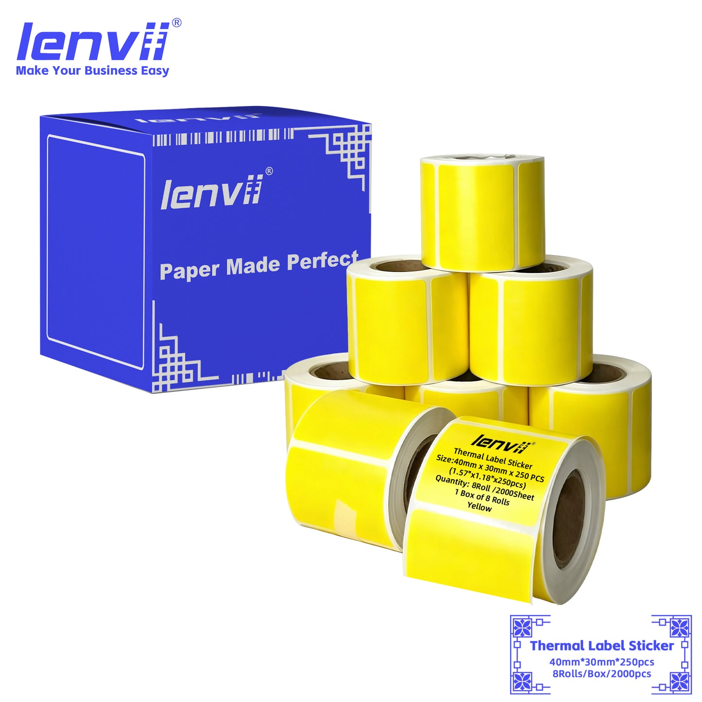 LENVII 5Proof Rectangle Label Stickers | Strong Adhesive | Thermal Printer