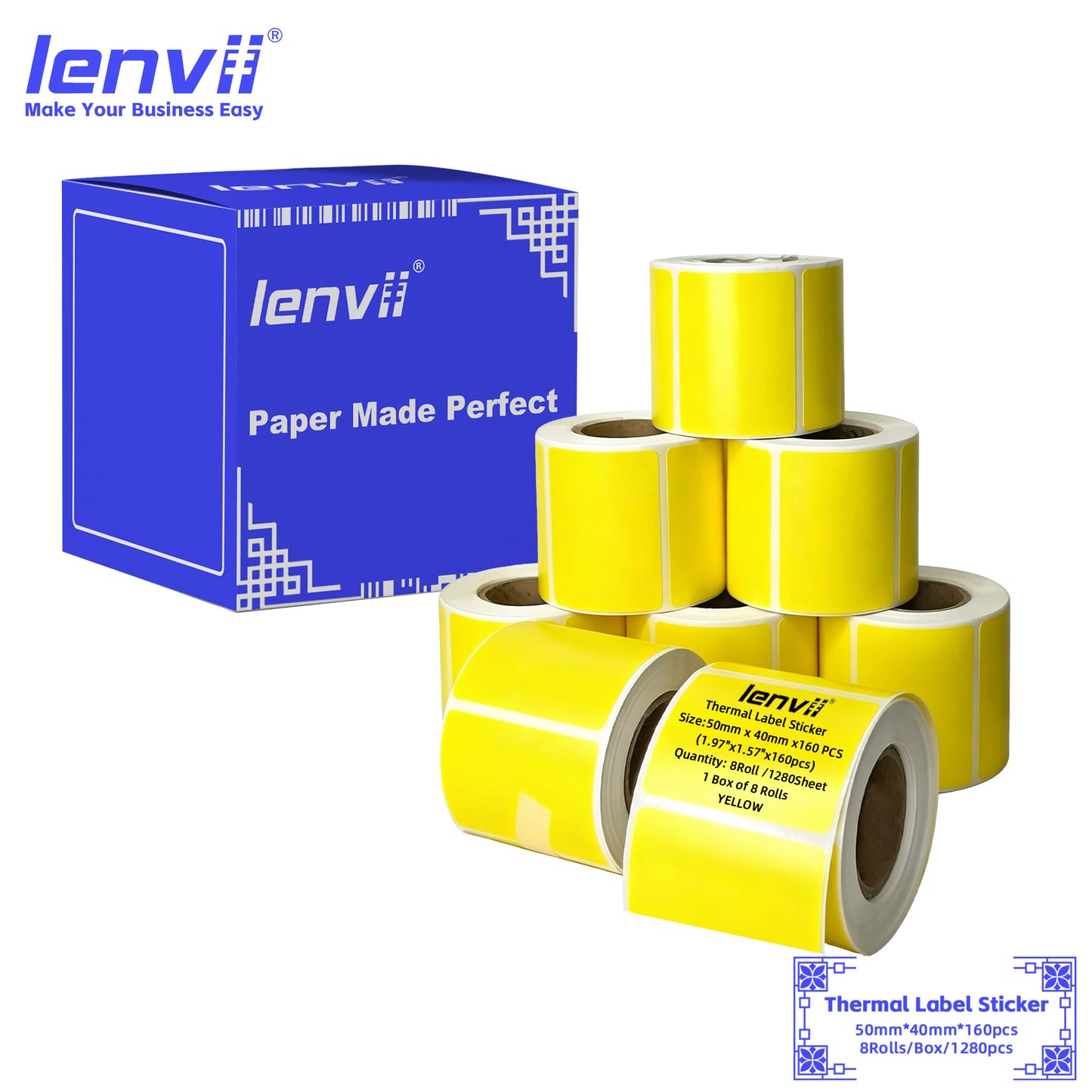 LENVII 5Proof Rectangle Label Stickers | Strong Adhesive | Thermal Printer