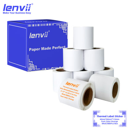 LENVII 3-Proof White Thermal Label Stickers | Colored Font, Easy Peel