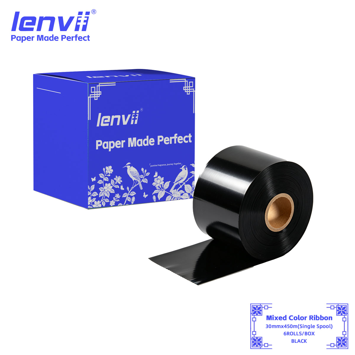 Colored Thermal Transfer Ribbon – Single-Axis | 30–110mm × 300m/450m | 8 Colors