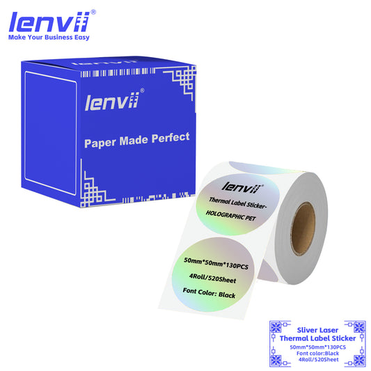 LENVII 5-Proof 50mm Round Thermal Label Stickers | 11 Colors