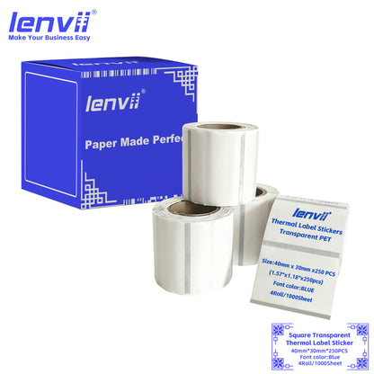 LENVII 5Proof Transparent Label Stickers/Roll of Stickers/Printable QR Barcode PVC Tags/Waterproof,Oil/Tear/Scratch Resistant/Sticky Label/Easy Peel Tag