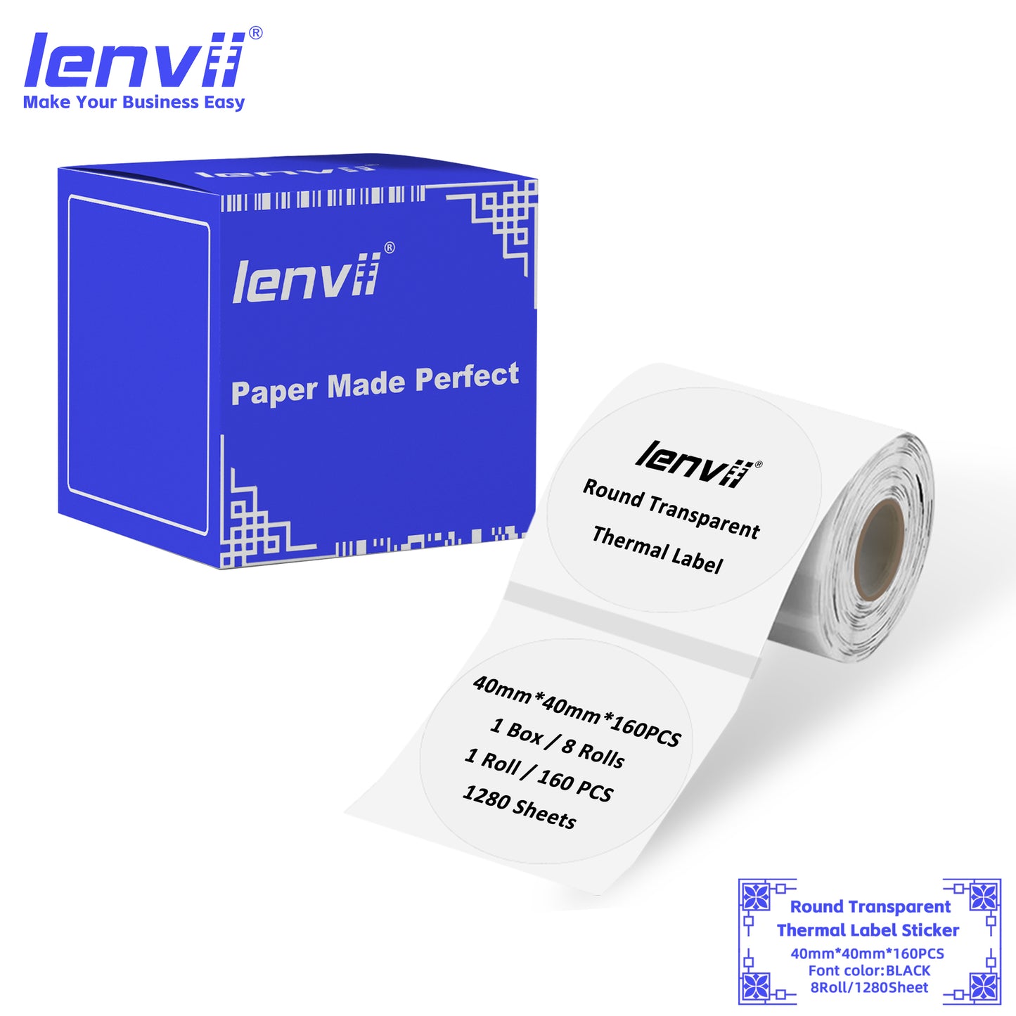 LENVII 5Proof Transparent Label Stickers/Roll of Stickers/Printable QR Barcode PVC Tags/Waterproof,Oil/Tear/Scratch Resistant/Sticky Label/Easy Peel Tag