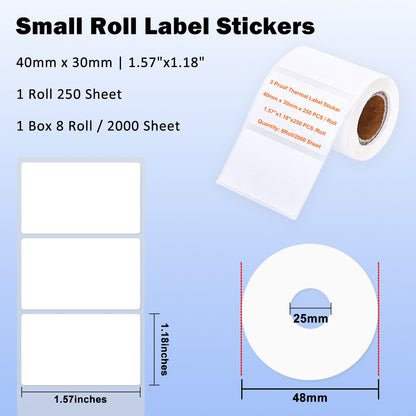 LENVII 3 Proof White Colored Font Thermal Label Stickers/Diy QR Code Tags/Easy Peel Labels/Printable Business Rolls/Waterproof Printer Labels