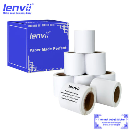 LENVII 5-Proof White Rectangle Label Stickers Roll | Waterproof PVC