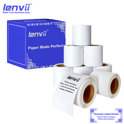 LENVII 5-Proof White Rectangle Label Stickers Roll | Waterproof PVC